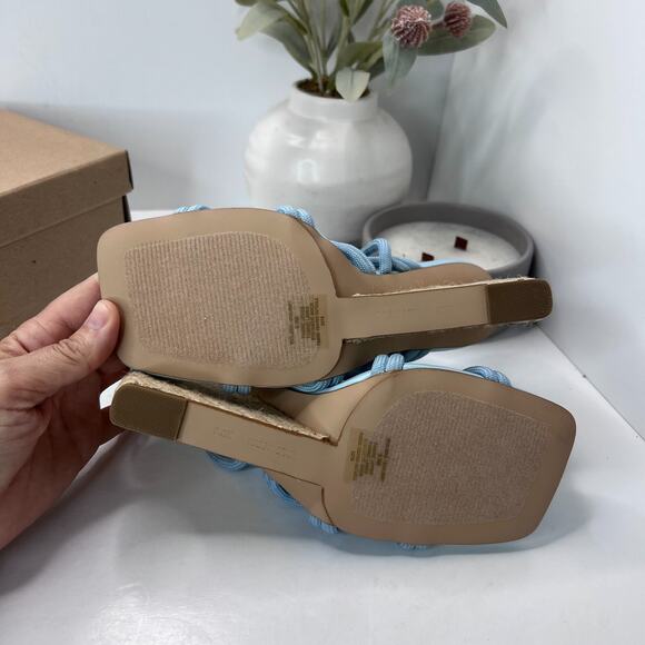 Steve Madden Idolized Strappy Ankle Tie Wedge Heel Blue Women 6.5M NWB - Picture 9 of 12